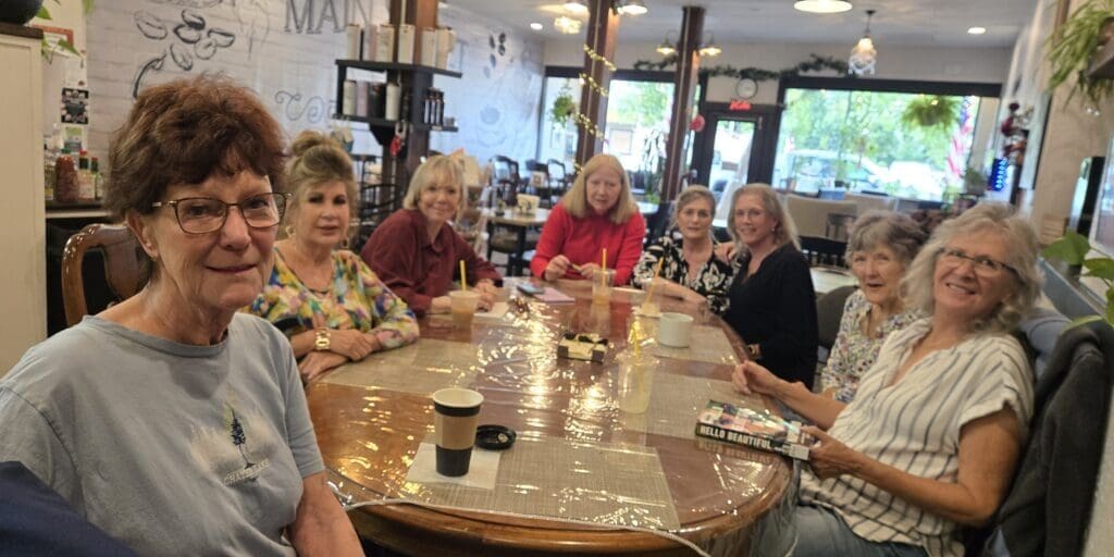 Cathi, Jeanne, Judith, Ruth, Jodi, owner of Main Street Coffee Shop, Kris,Carolyn,