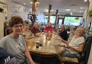 Cathi, Jeanne, Judith, Ruth, Jodi, owner of Main Street Coffee Shop, Kris,Carolyn,